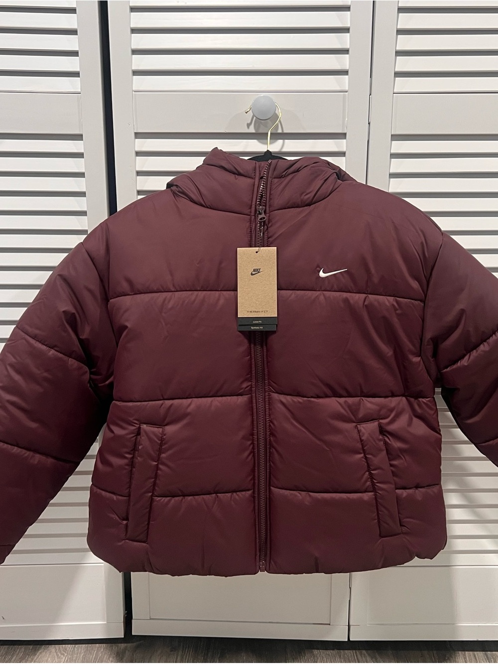 Nike Burgundy Puffer Jacket with Hood